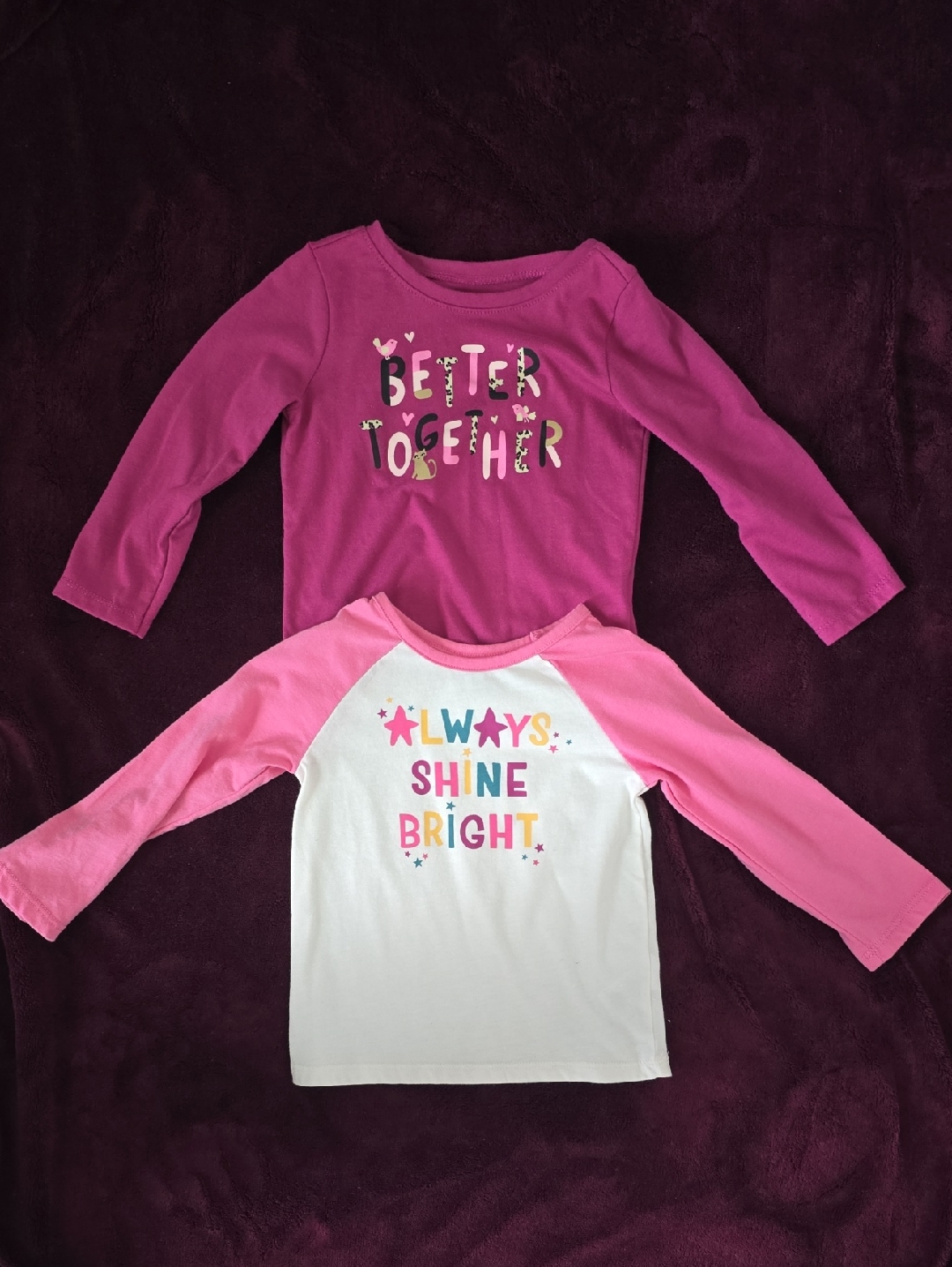 Kids Long Sleeve Pink Graphic Tee - Always Shine Bright & Better Together